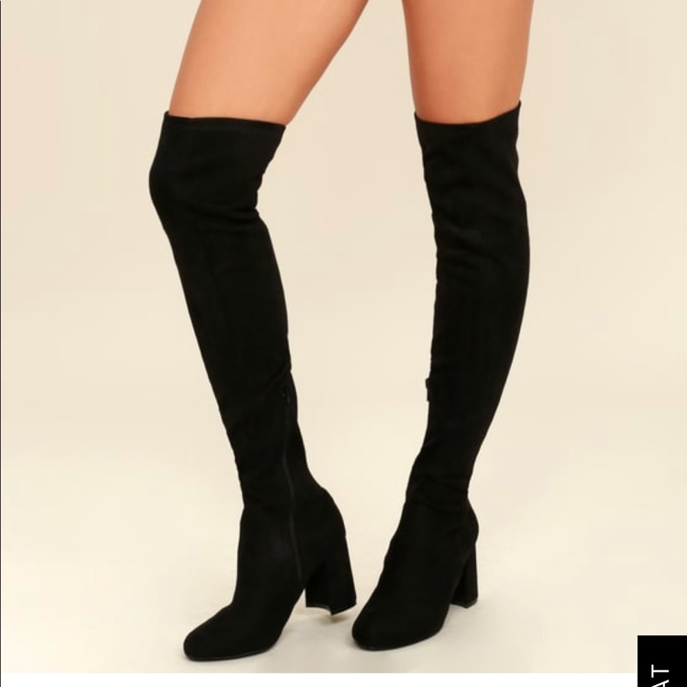 Thalia black suede boot over the knee